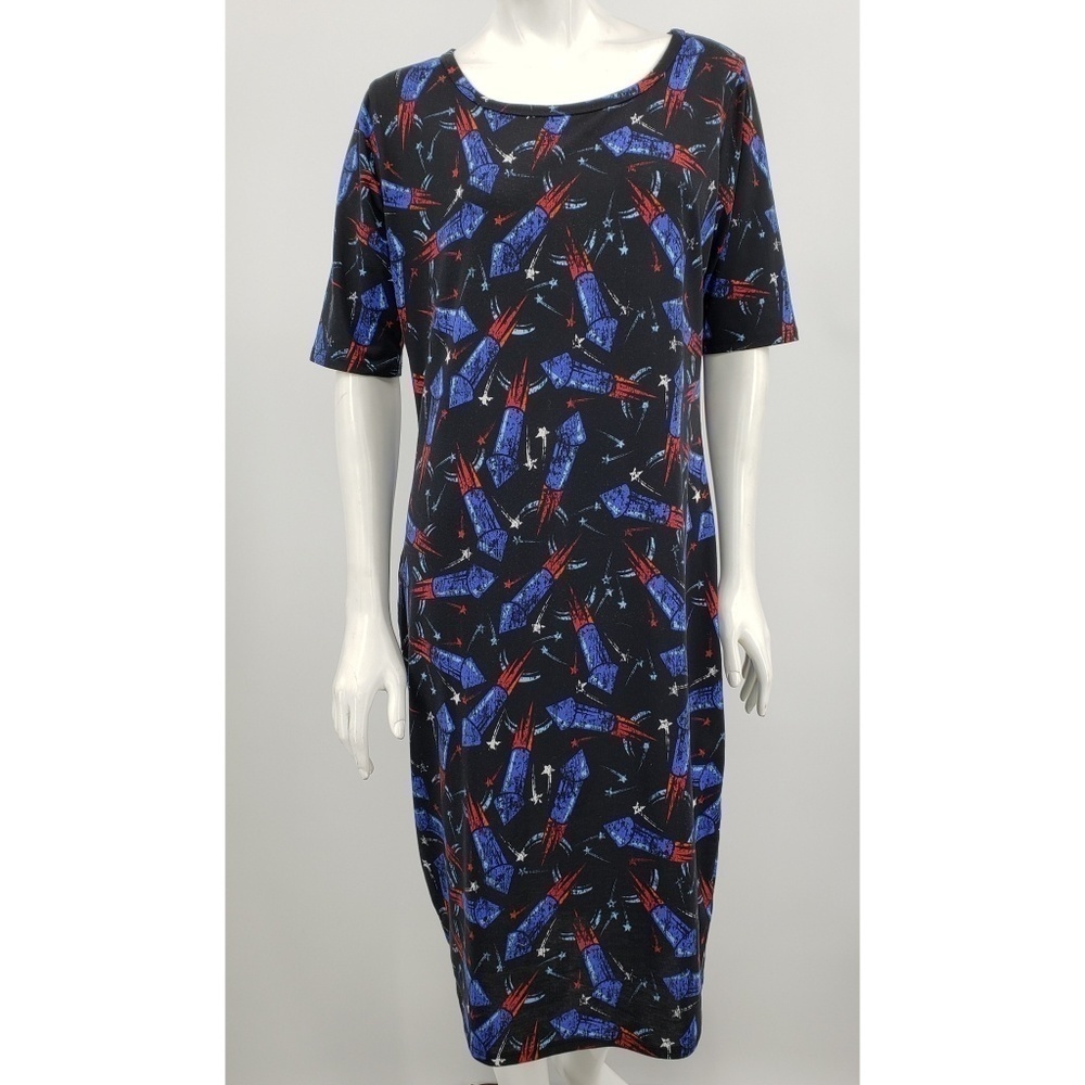LuLaRoe Julia Black Fireworks Fourth of July Dress